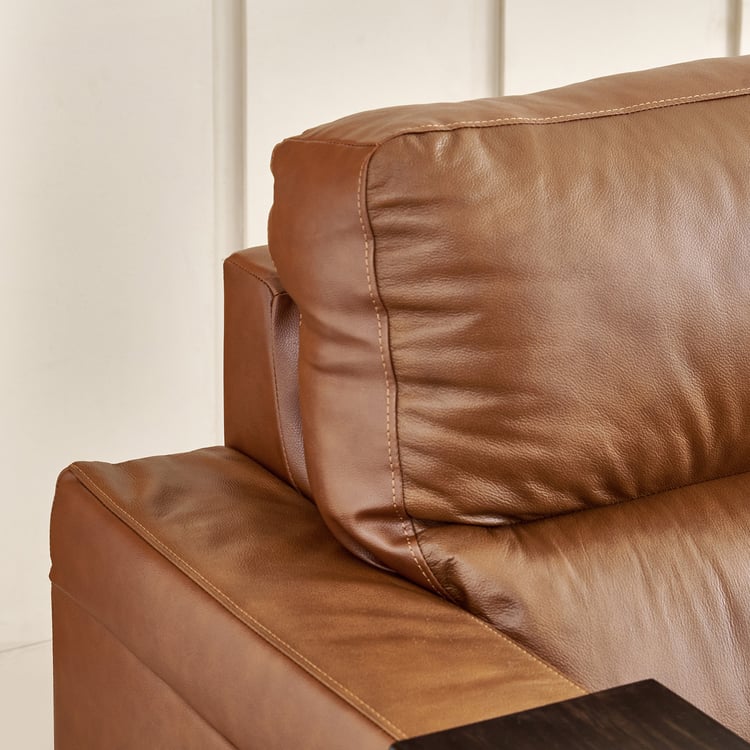 Colmar Half Leather 3-Seater Sofa - Tan