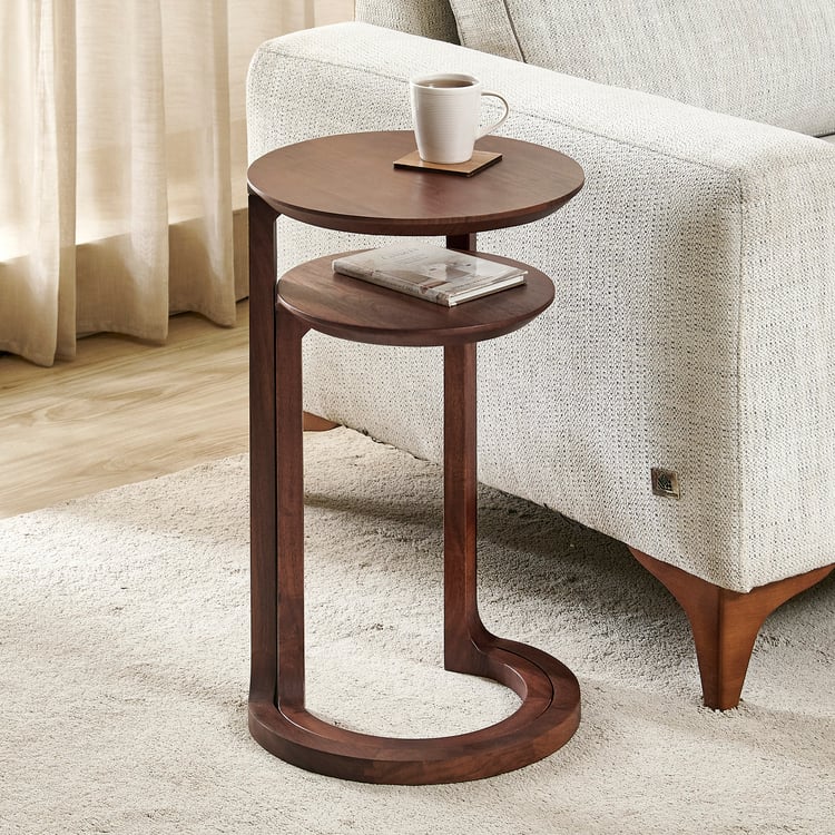Jeremy Solid Wood Nest of 2 Tables - Walnut