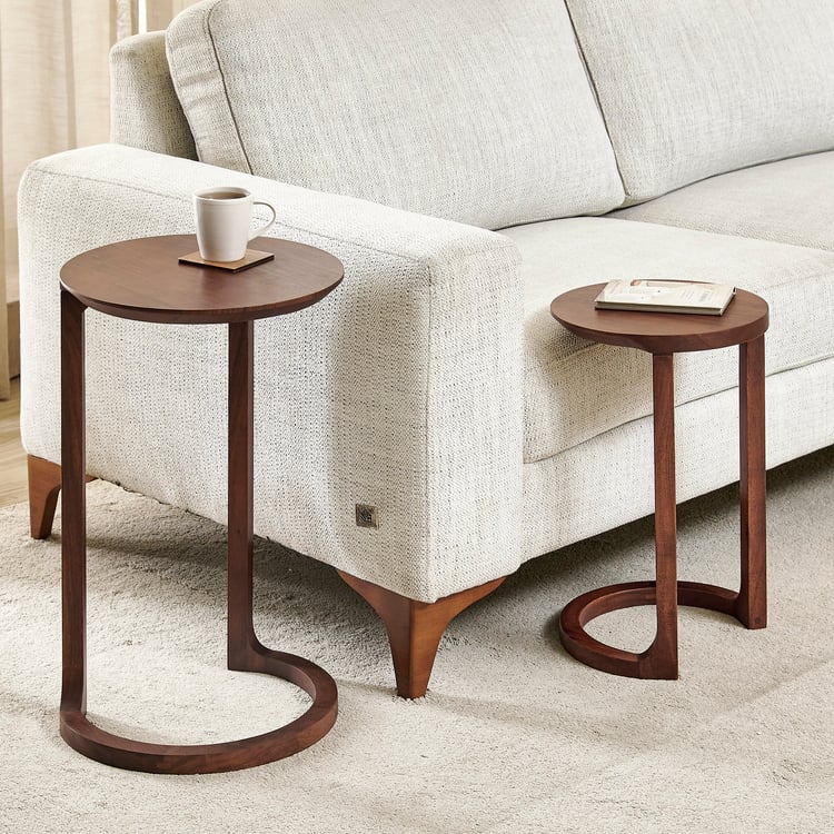 Jeremy Solid Wood Nest of 2 Tables - Walnut