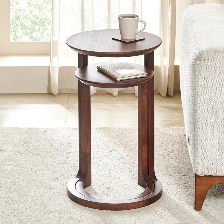 Jeremy Solid Wood Nest of 2 Tables - Walnut