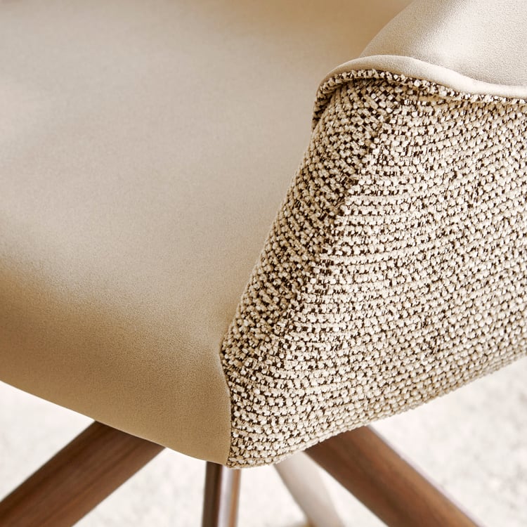 Alder Set of 2 Fabric Swivel Dining Chairs - Beige