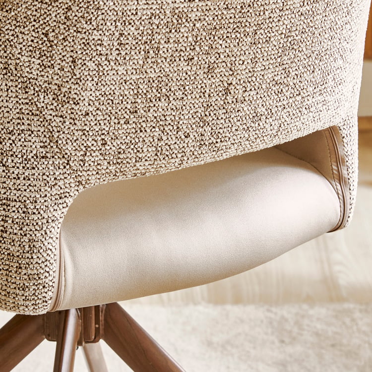 Alder Set of 2 Fabric Swivel Dining Chairs - Beige
