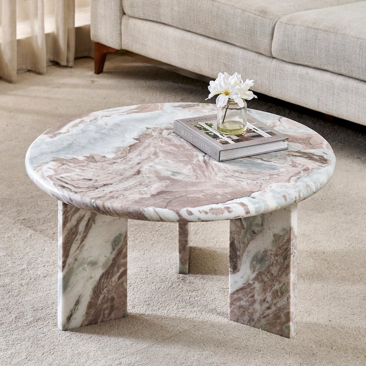 Hoover Marble Top Coffee Table - Beige