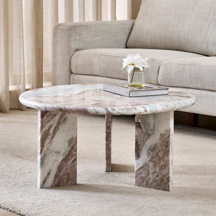 Hoover Marble Top Coffee Table - Beige
