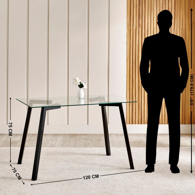 Helios Paul NXT Tempered Glass Top 4-Seater Dining Table - Black