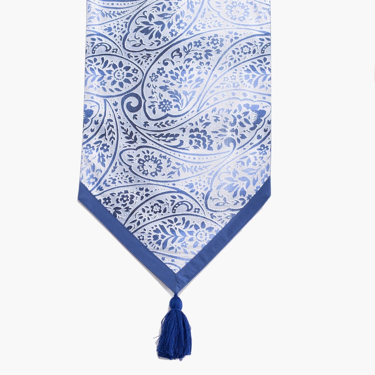 MASPAR Folklore Transition 9Pcs Cotton Paisley Print Table Runner and Napkins Set