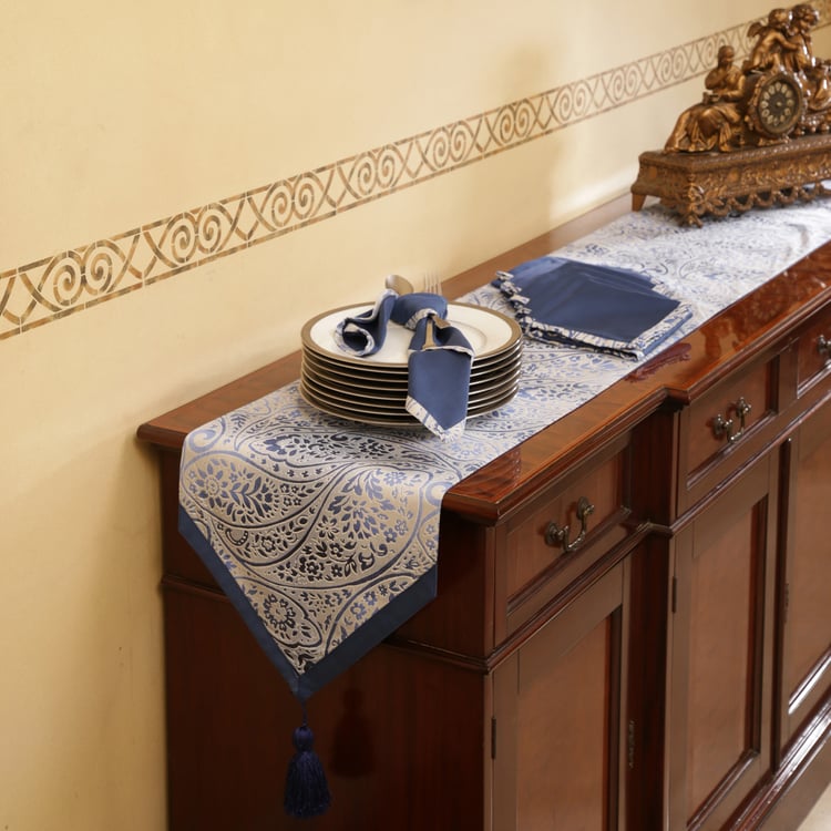 MASPAR Folklore Transition 9Pcs Cotton Paisley Print Table Runner and Napkins Set