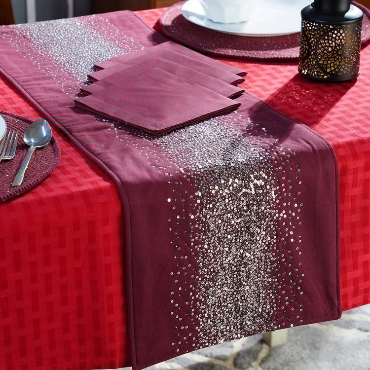 MASPAR Dazzle 6Pcs Cotton Sequinned Table Runner and Napkins Set