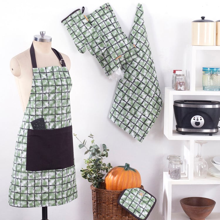 MASPAR 5Pcs Cotton Checked Kitchen Linen Set