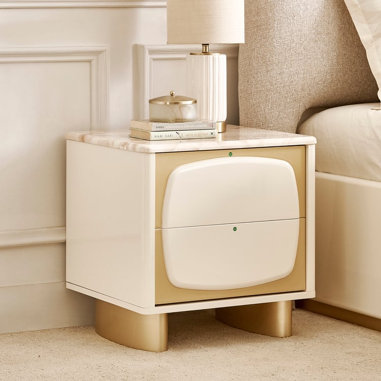 Alchemy Bedside Table with Drawers - Gold
