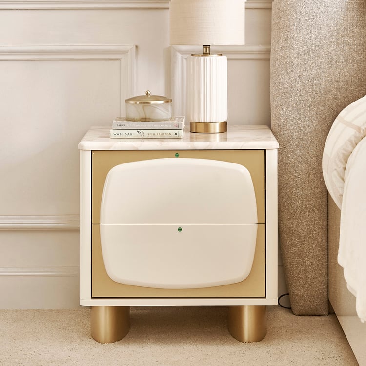 Alchemy Bedside Table with Drawers - Gold