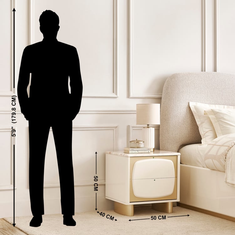 Alchemy Bedside Table with Drawers - Gold