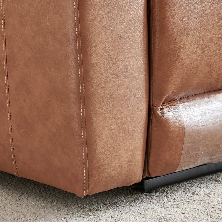 Nevil Half Leather 3-Seater Electric Recliner - Tan