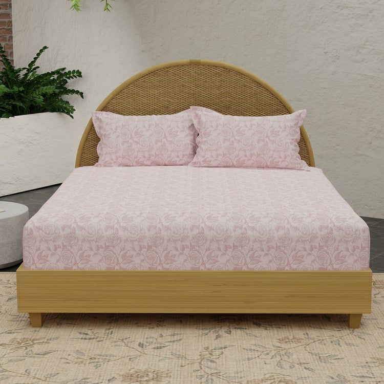 BOUTIQUE LIVING Nature Bouquet Rose Scented Cotton 300TC Floral Print 3Pcs Super King Bedsheet Set