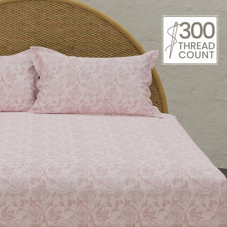 BOUTIQUE LIVING Nature Bouquet Rose Scented Cotton 300TC Floral Print 3Pcs Super King Bedsheet Set