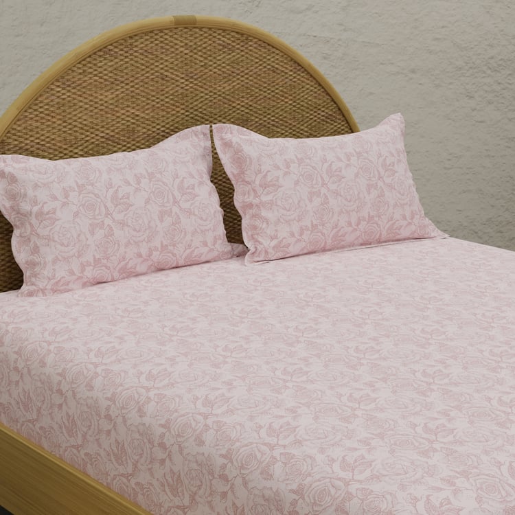 BOUTIQUE LIVING Nature Bouquet Rose Scented Cotton 300TC Floral Print 3Pcs Super King Bedsheet Set