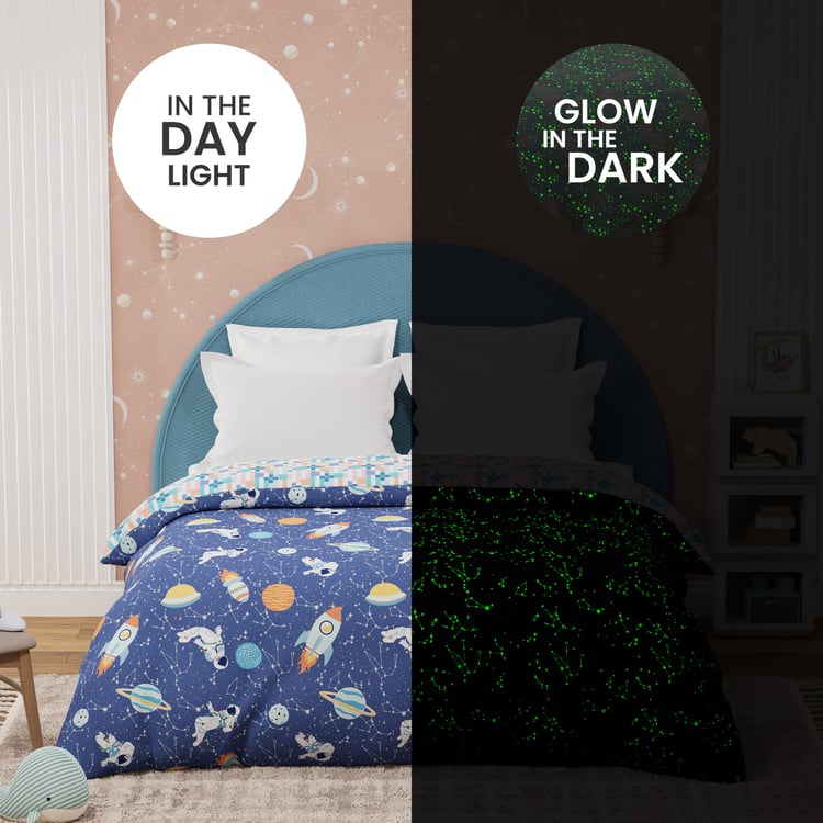 BOUTIQUE LIVING Kids Rock N Room Cotton Glow In the Dark Print Reversible Double Comforter