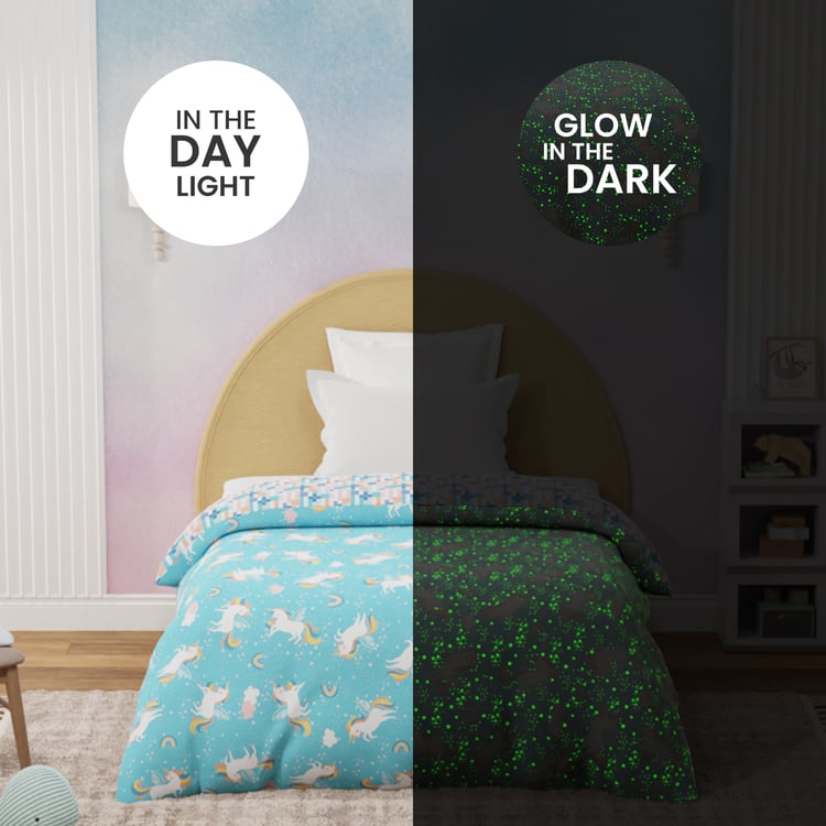 BOUTIQUE LIVING Kids Rock N Room Cotton Glow In the Dark Print Reversible Single Comforter