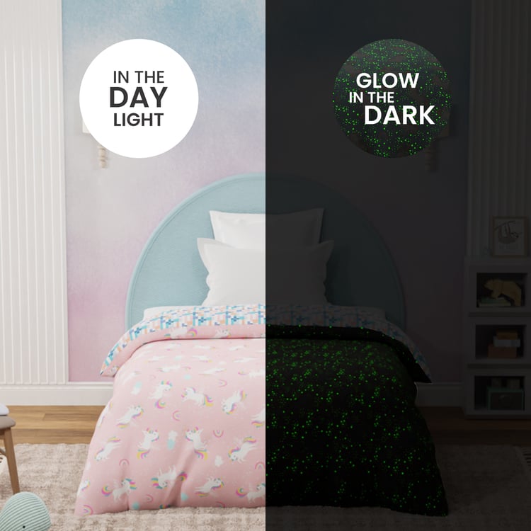 BOUTIQUE LIVING Kids Rock N Room Cotton Glow In the Dark Print Reversible Single Comforter