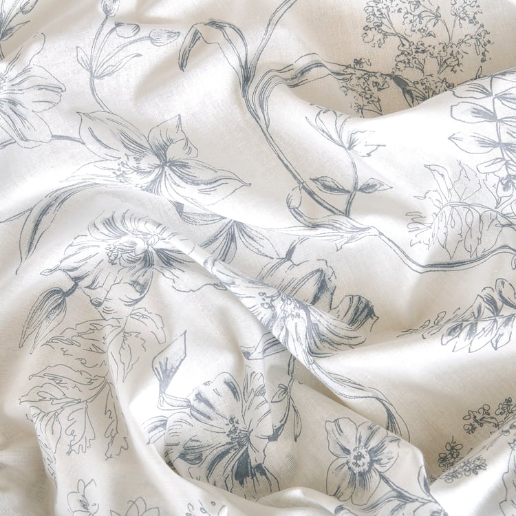 Corsica Frost Cotton 4Pcs Floral Print Double Bed-In-A-Bag Set