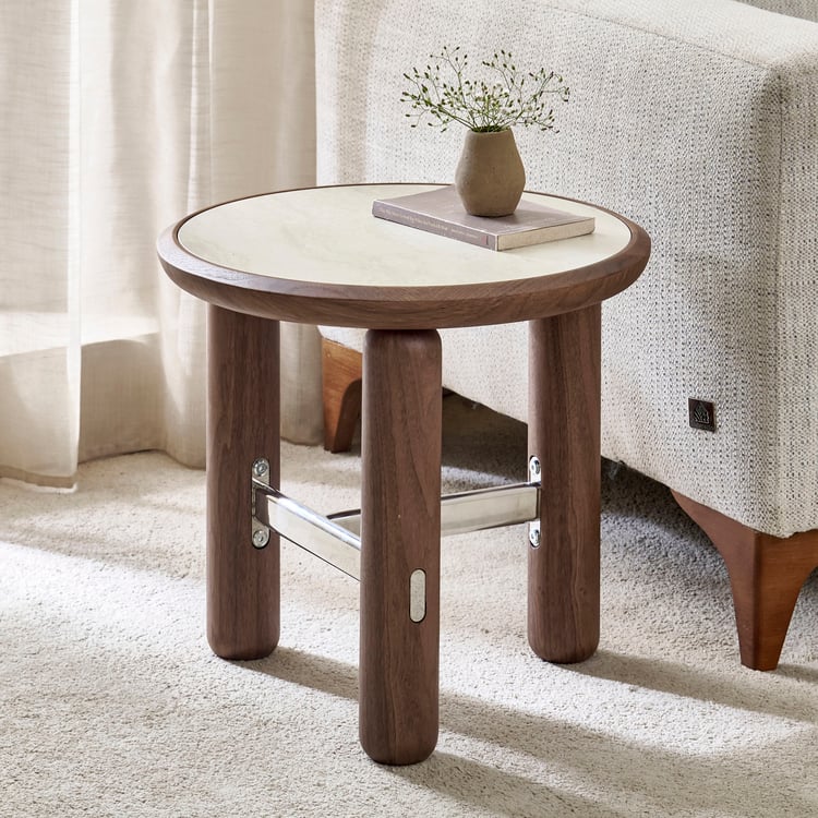 Ramona Sintered Stone Top End Table - Walnut