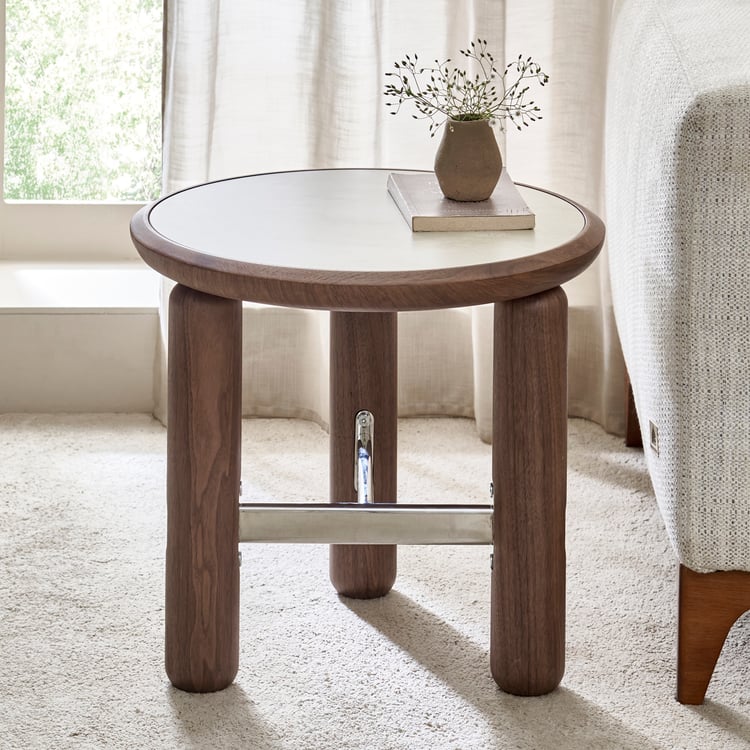 Ramona Sintered Stone Top End Table - Walnut