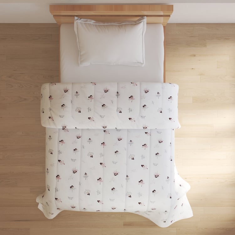 Corsica Slate Kids Cotton Ballerina Print Reversible Single Comforter