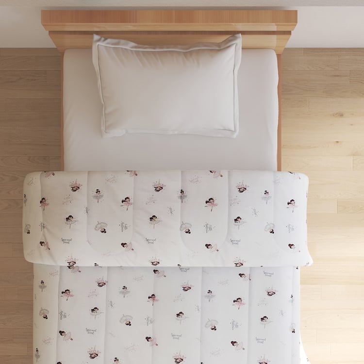 Corsica Slate Kids Cotton Ballerina Print Reversible Single Comforter