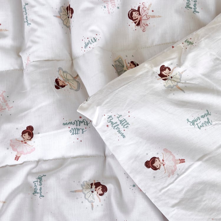 Corsica Slate Kids Cotton Ballerina Print Reversible Single Comforter