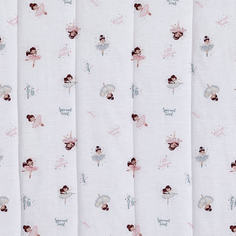 Corsica Slate Kids Cotton Ballerina Print Reversible Single Comforter