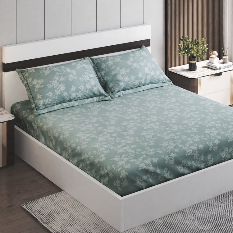 Corsica Ezra Eucal Cotton 144TC Floral Print 3Pcs Queen Bedsheet Set