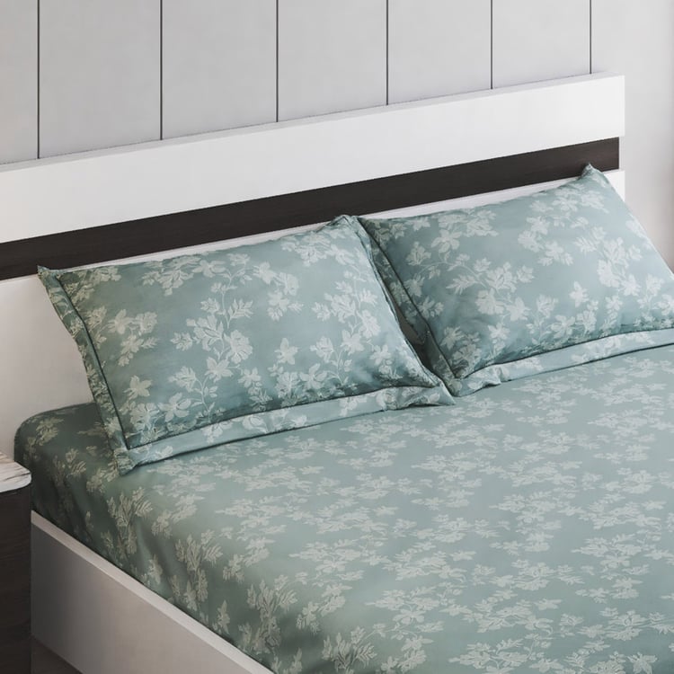 Corsica Ezra Eucal Cotton 144TC Floral Print 3Pcs Queen Bedsheet Set