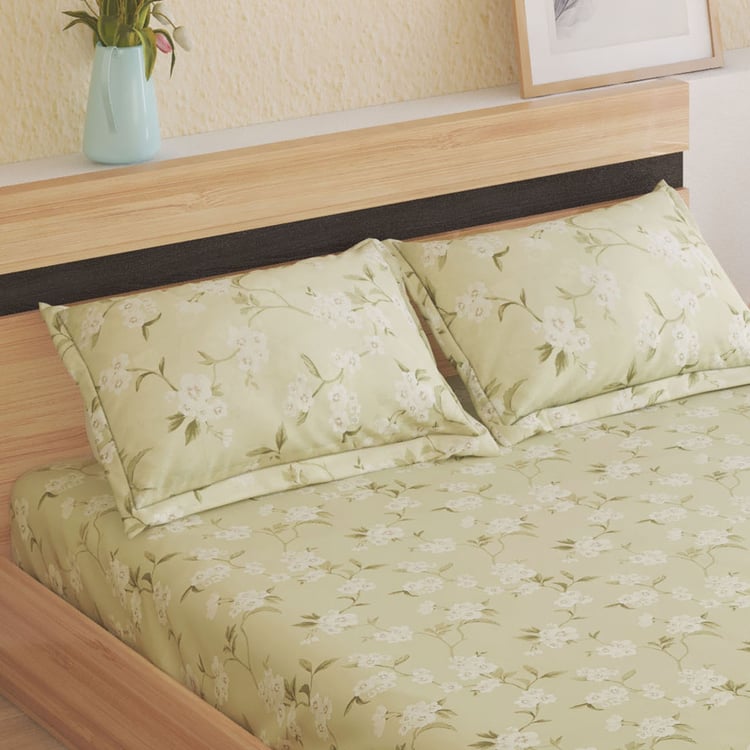Corsica Gardenia Cotton 144TC Floral Print 3Pcs Queen Bedsheet Set