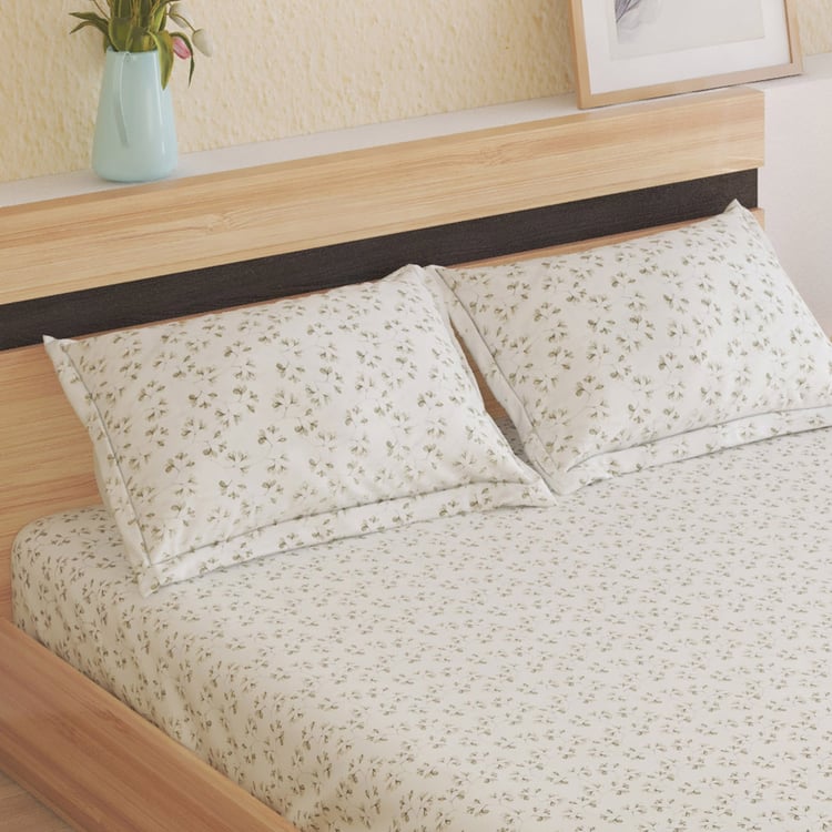 Corsica Twig Cotton 144TC Floral Print 3Pcs Queen Bedsheet Set