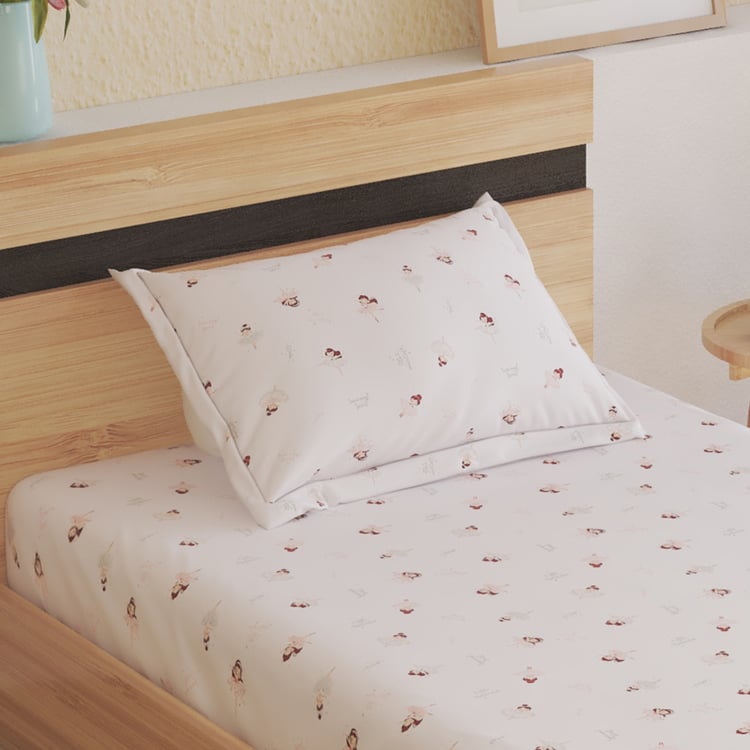 Slate Kids Cotton 180TC Ballerina Print 2Pcs Single Bedsheet Set