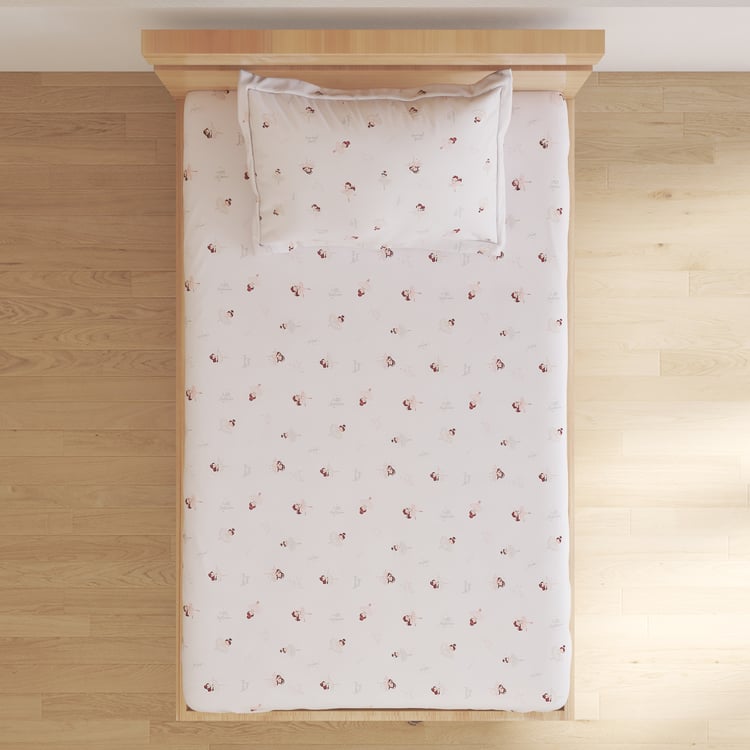 Slate Kids Cotton 180TC Ballerina Print 2Pcs Single Bedsheet Set