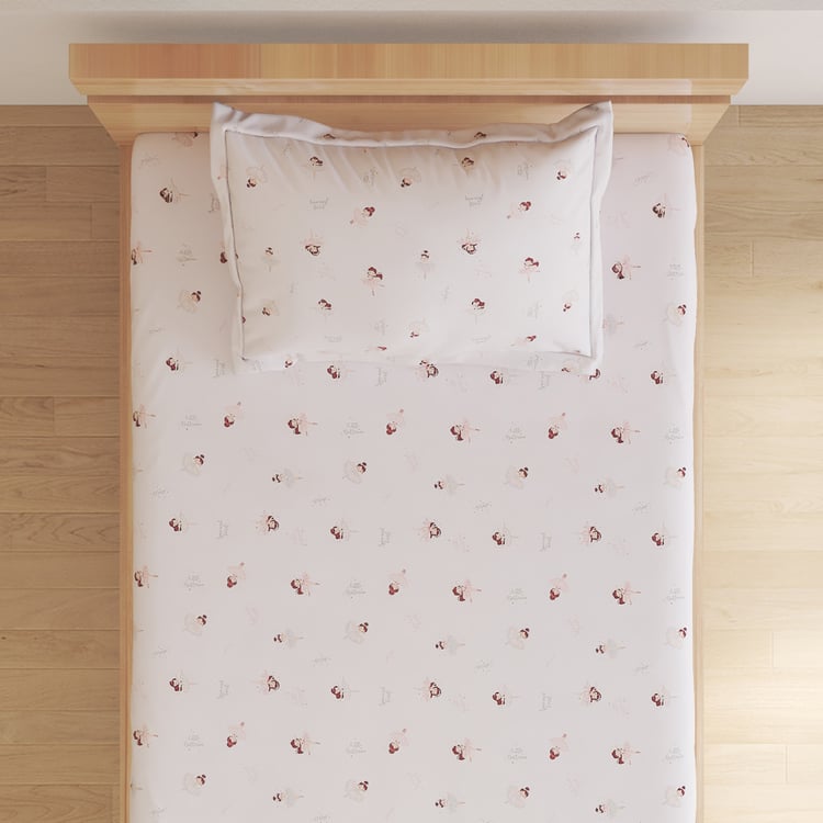 Slate Kids Cotton 180TC Ballerina Print 2Pcs Single Bedsheet Set