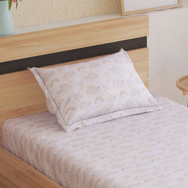 Slate Kids Cotton 180TC Cloud Print 2Pcs Single Bedsheet Set