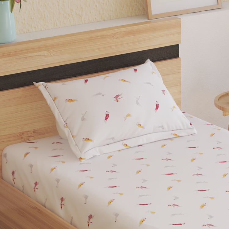 Slate Kids Cotton 180TC Puppy Print 2Pcs Single Bedsheet Set