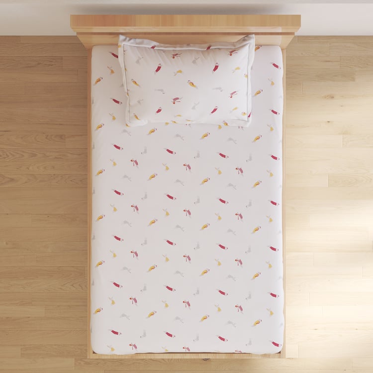 Slate Kids Cotton 180TC Puppy Print 2Pcs Single Bedsheet Set