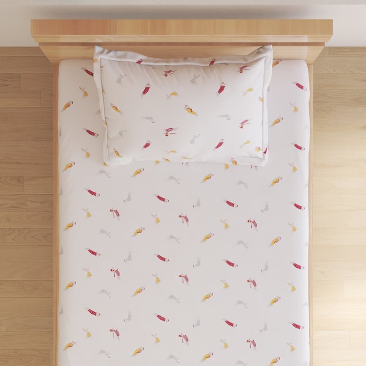 Slate Kids Cotton 180TC Puppy Print 2Pcs Single Bedsheet Set