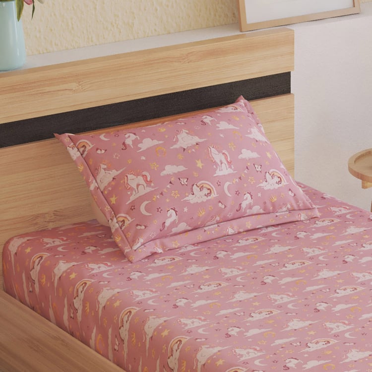 Slate Kids Cotton 180TC Unicorn Print 2Pcs Single Bedsheet Set