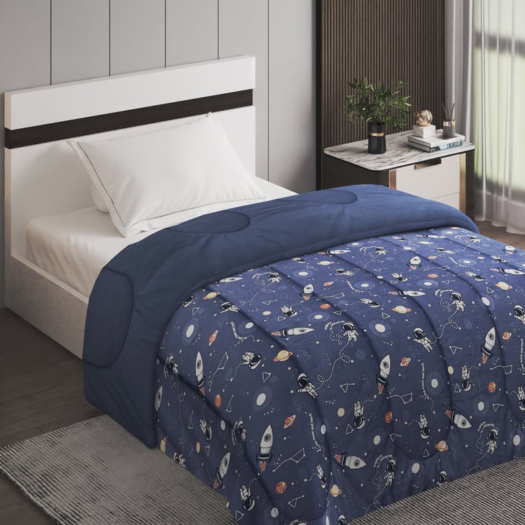 Slate Kids Cotton Astronaut Print Reversible Single Comforter
