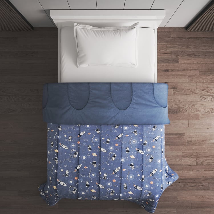 Slate Kids Cotton Astronaut Print Reversible Single Comforter