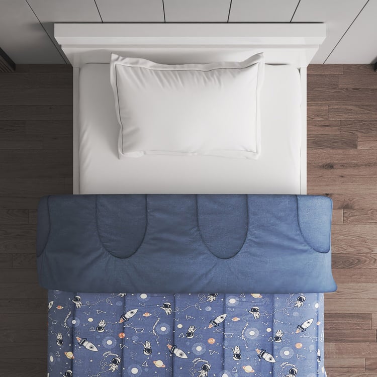 Slate Kids Cotton Astronaut Print Reversible Single Comforter