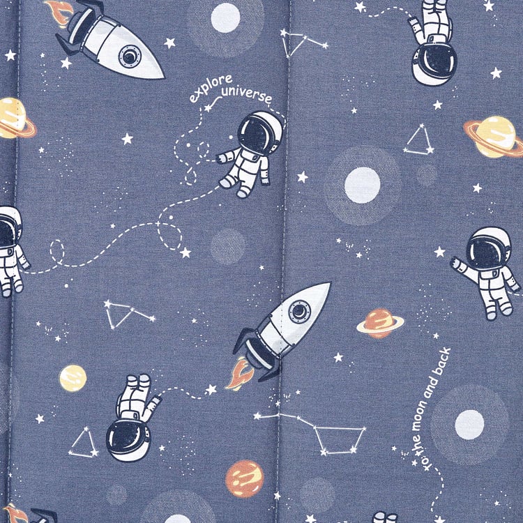 Slate Kids Cotton Astronaut Print Reversible Single Comforter