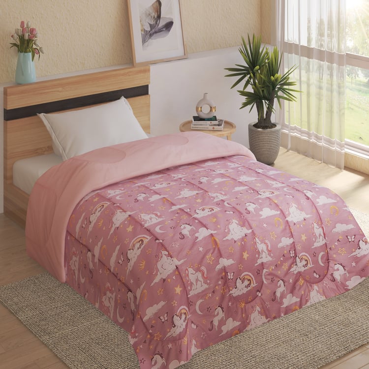 Slate Kids Cotton Unicorn Print Reversible Single Comforter