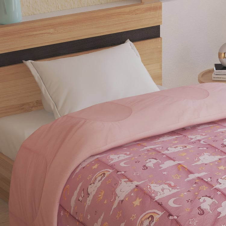 Slate Kids Cotton Unicorn Print Reversible Single Comforter