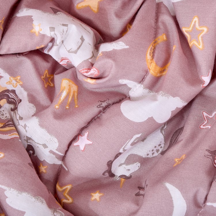 Slate Kids Cotton Unicorn Print Reversible Single Comforter