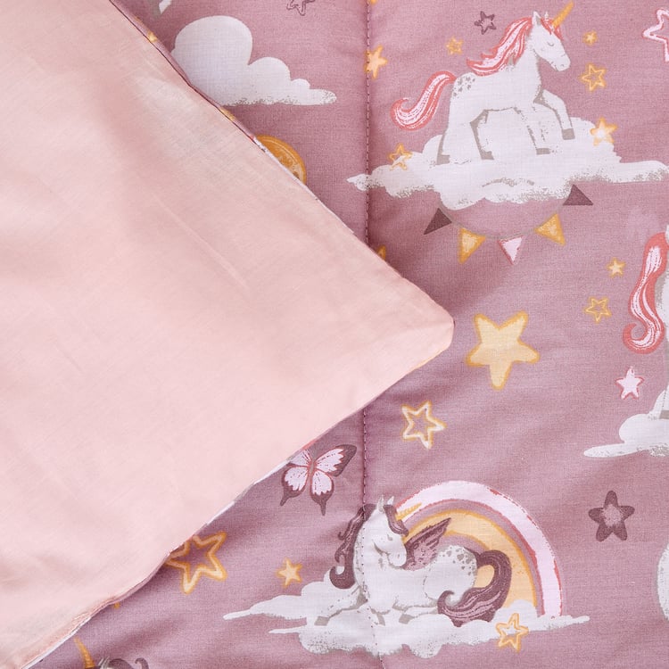 Slate Kids Cotton Unicorn Print Reversible Single Comforter